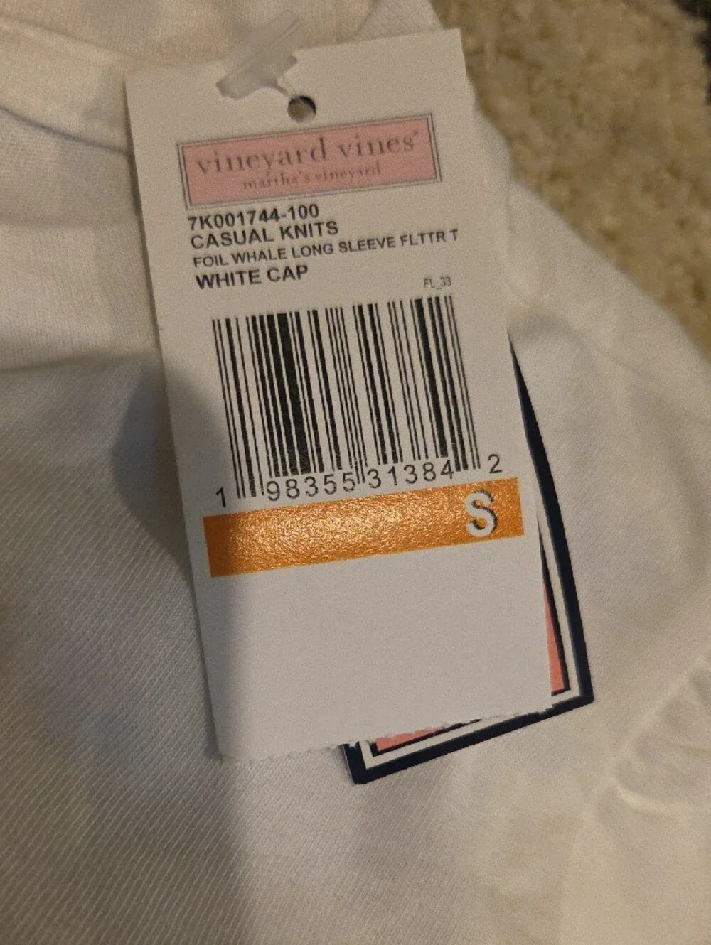 Vineyard Vines White Long-Sleeve Tee with Blue Whale Graphic